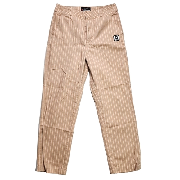 Airwalk Size Medium Straight Midrise Trousers White Stripe Creme - Picture 1 of 3